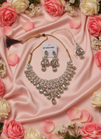Silver-Tone Kundan Teardrop Necklace Set for Women