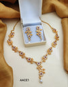 Gold Plated Necklace Set With American Diamond